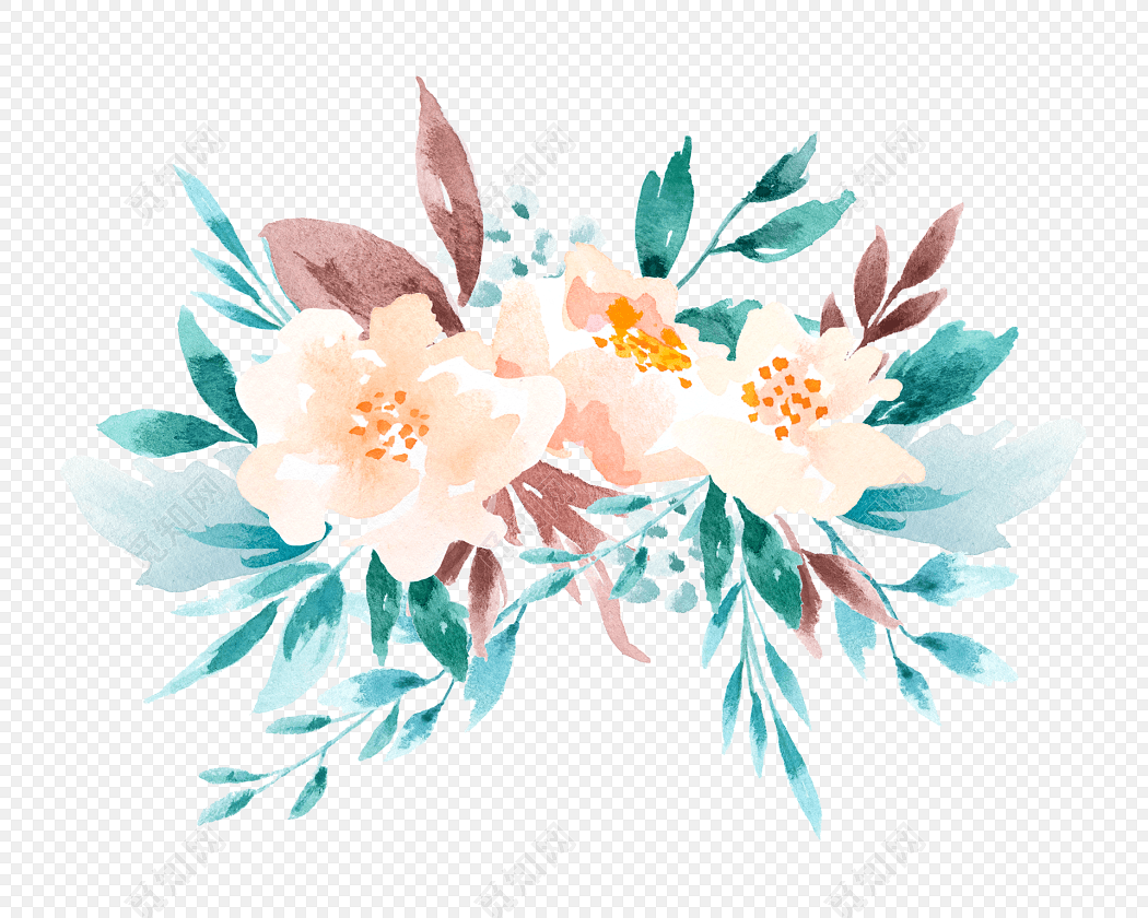 唯美花草插画素材