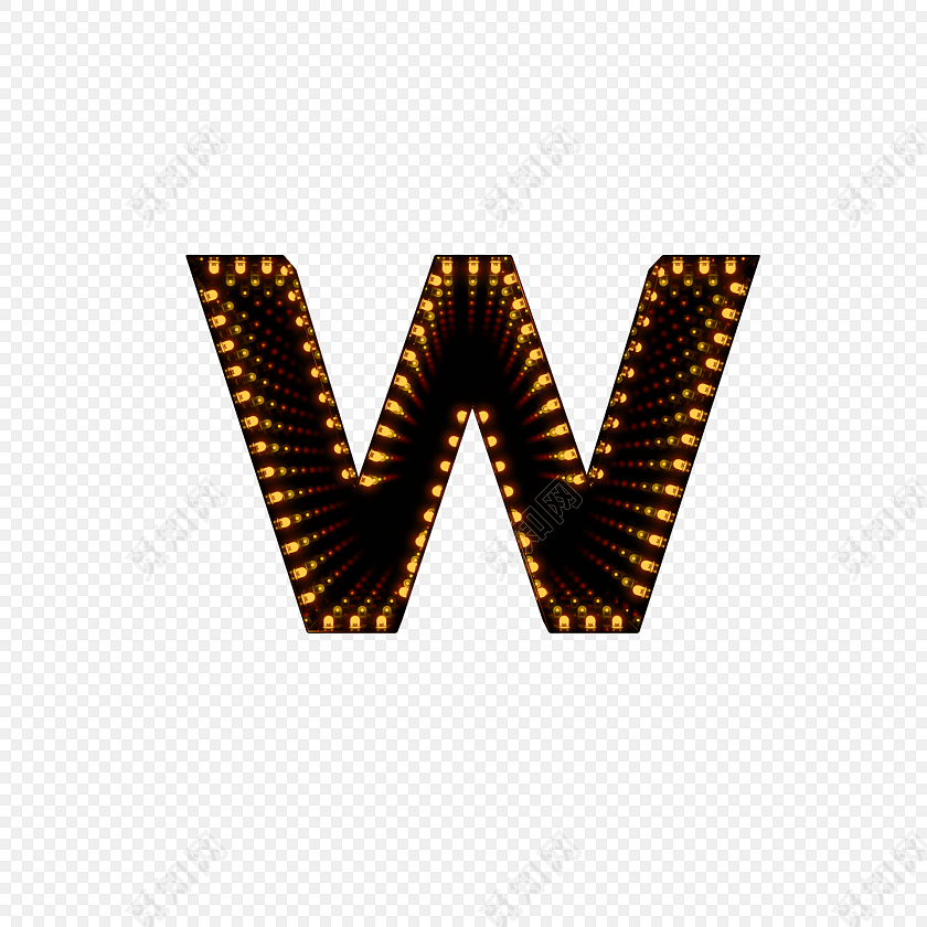 金色点点字母w素材