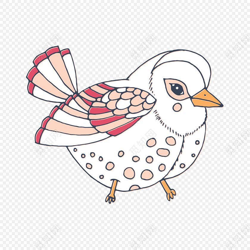 彩色卡通小鸟插画素材