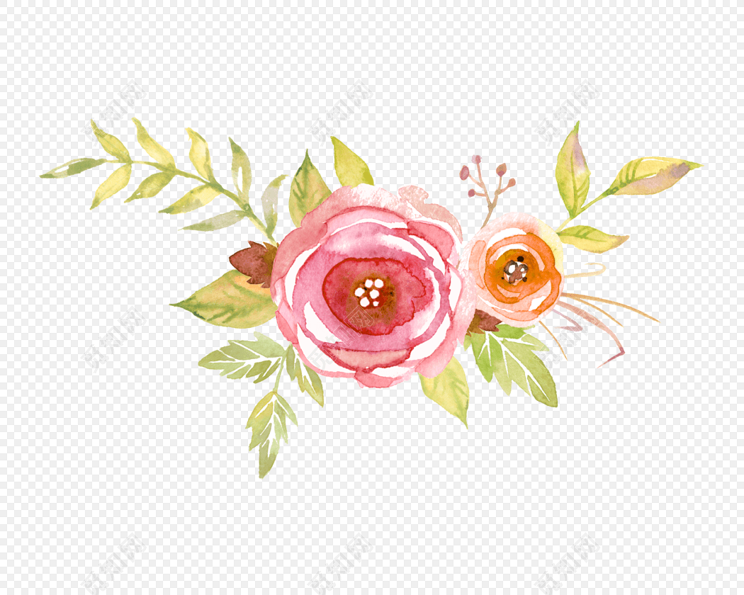 水彩清新鲜花花束设计素材