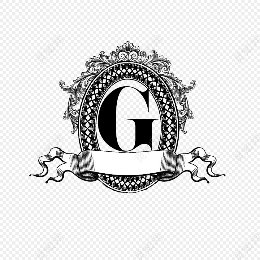 黑色手绘g字母镜面艺术字免抠素材