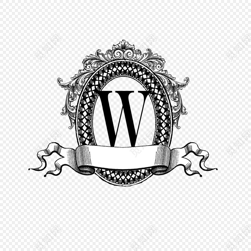 黑色手绘w字母镜面艺术字免抠素材