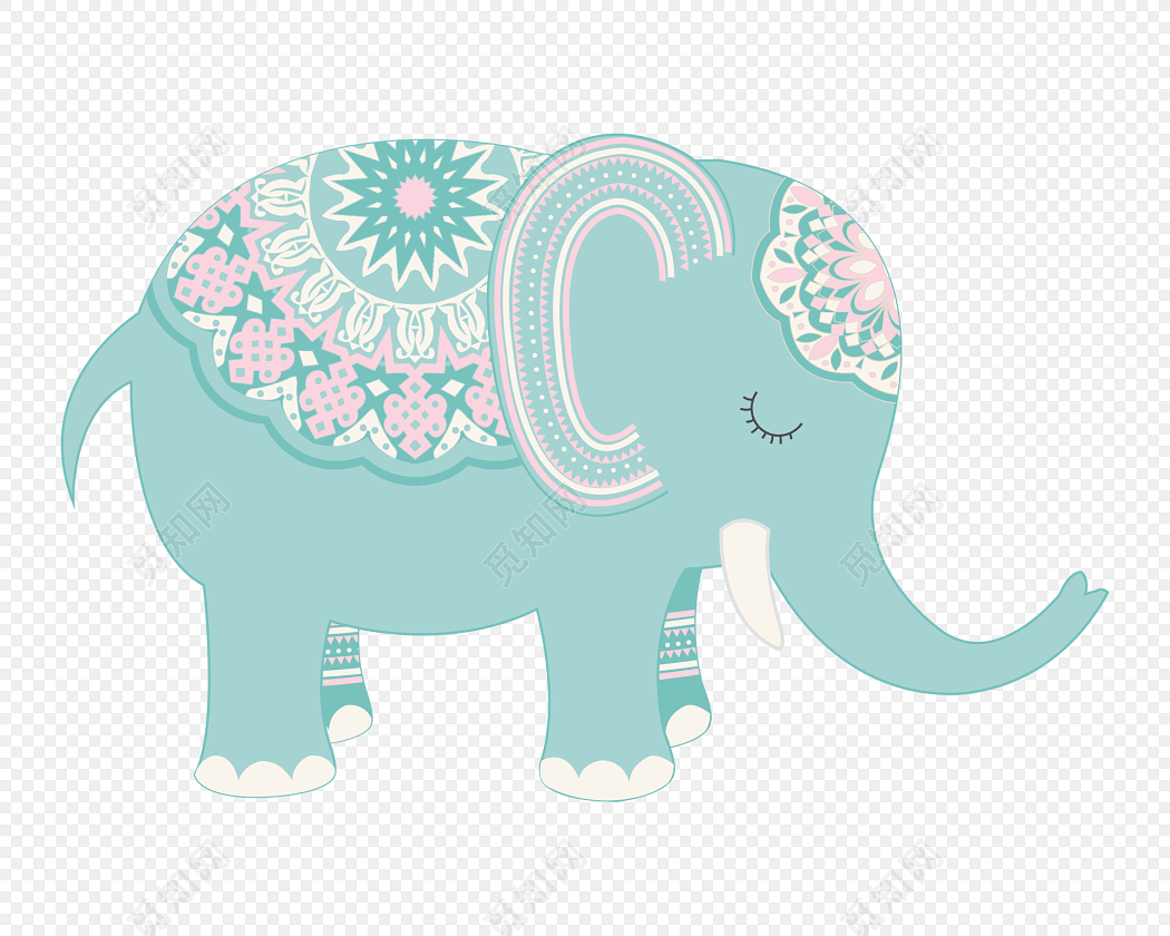 彩色大象插画素材