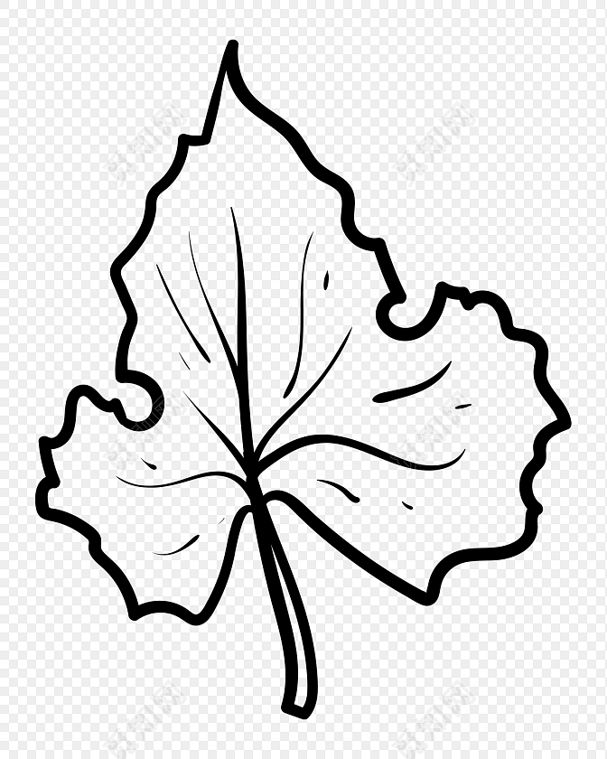 黑色树叶简笔画素材