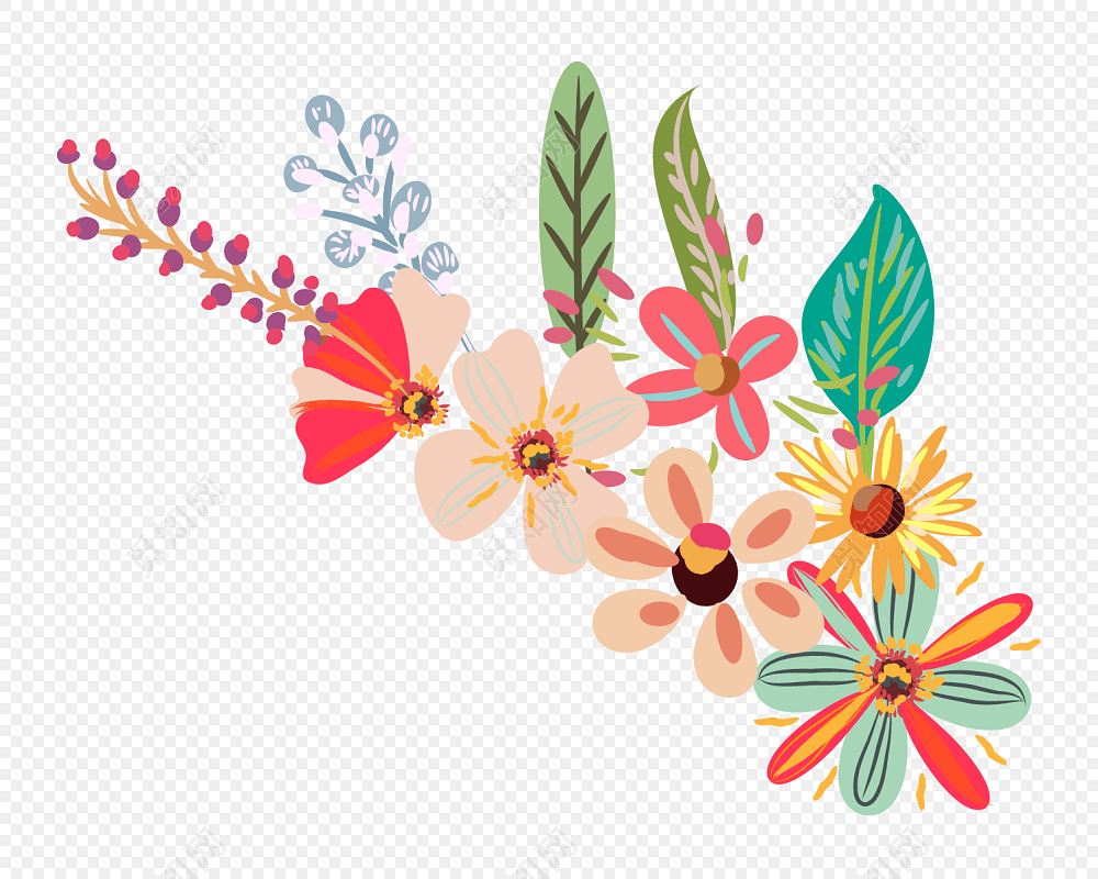 手绘卡通装饰花草装饰海报设计