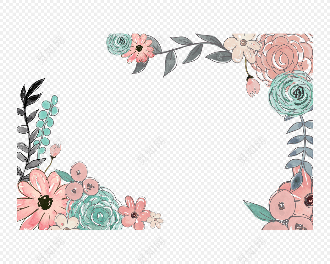 手绘卡通装饰花瓣花草装饰海报设计