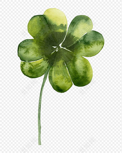 绿色清新幸运草水彩插画素材