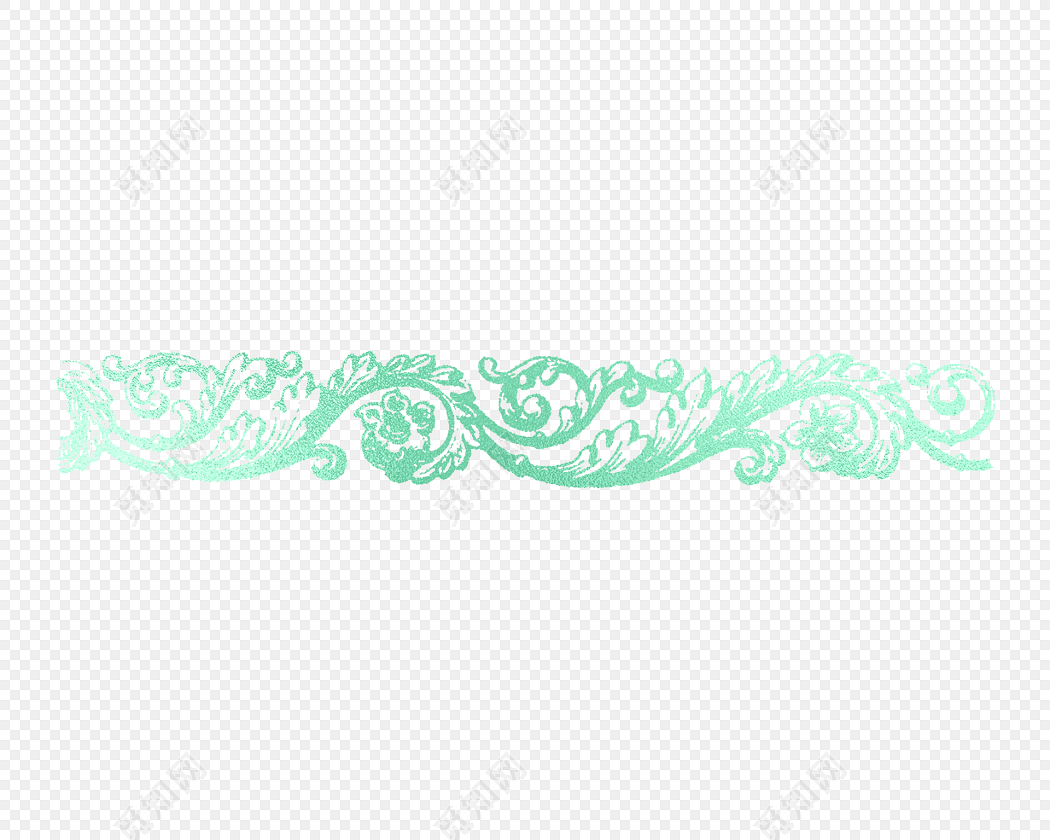 蓝色清新手绘古风花纹