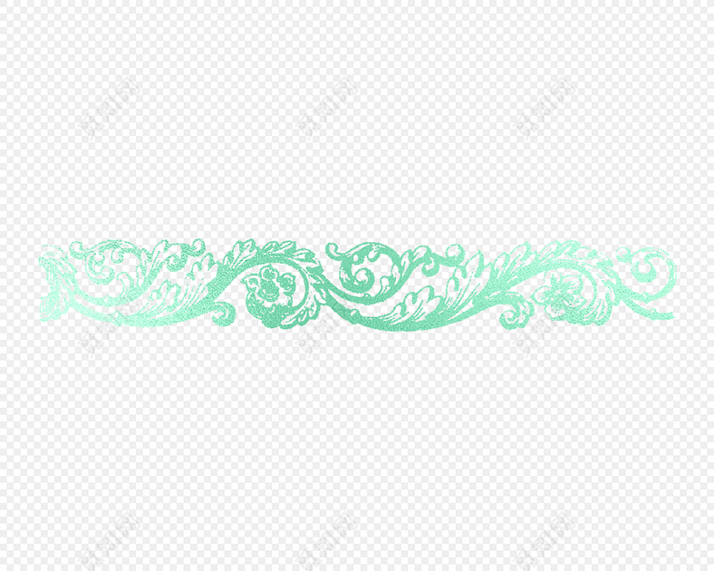 蓝色清新手绘古风花纹