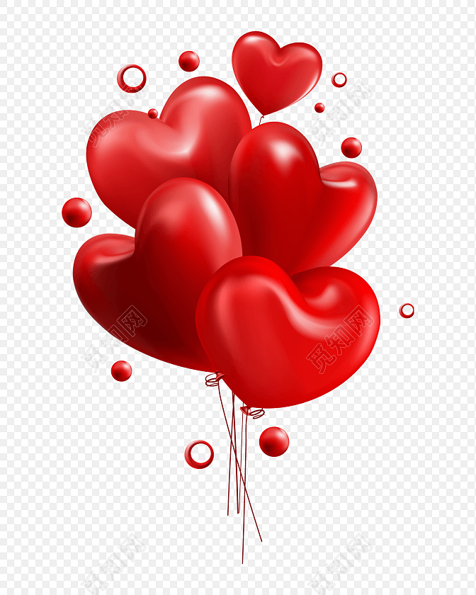 红色喜庆爱心气球爱情情人节感恩节