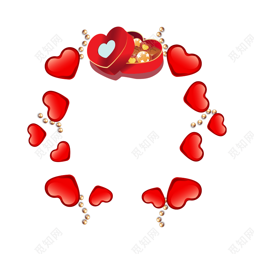 红色喜庆爱心彩带情人节感恩节