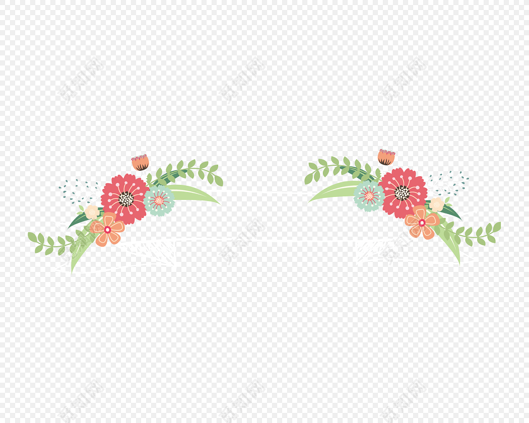 手绘彩色花草素材