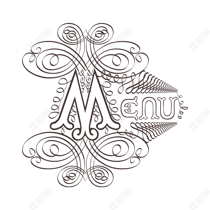 黑白英文字母花纹装饰设计矢量元素