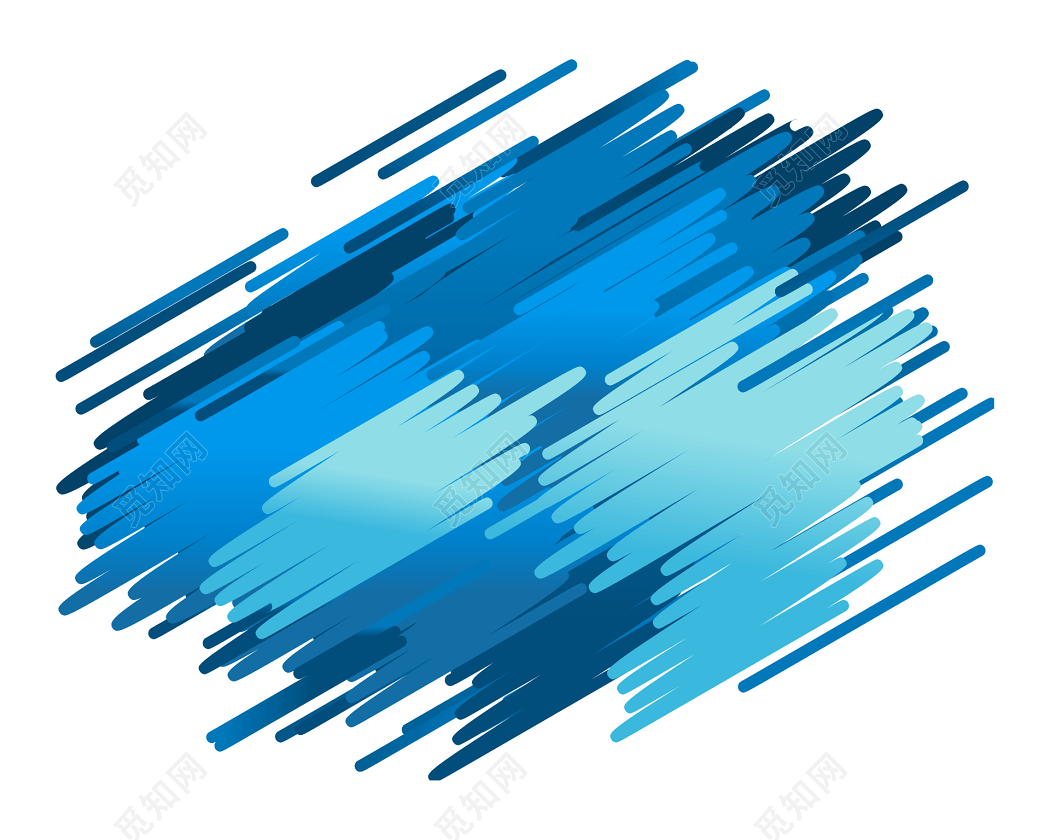 蓝色抽象线条笔触素材