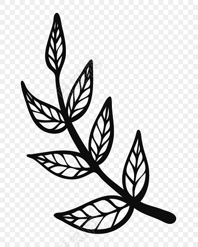 黑白卡通植物简笔画矢量素材