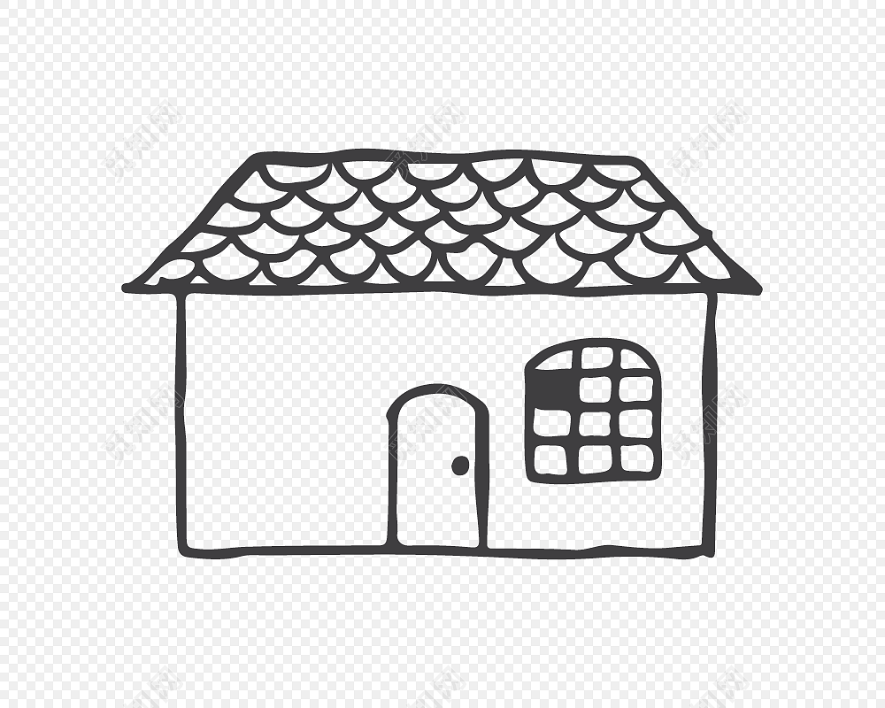 创意房子卡通简笔画矢量素材