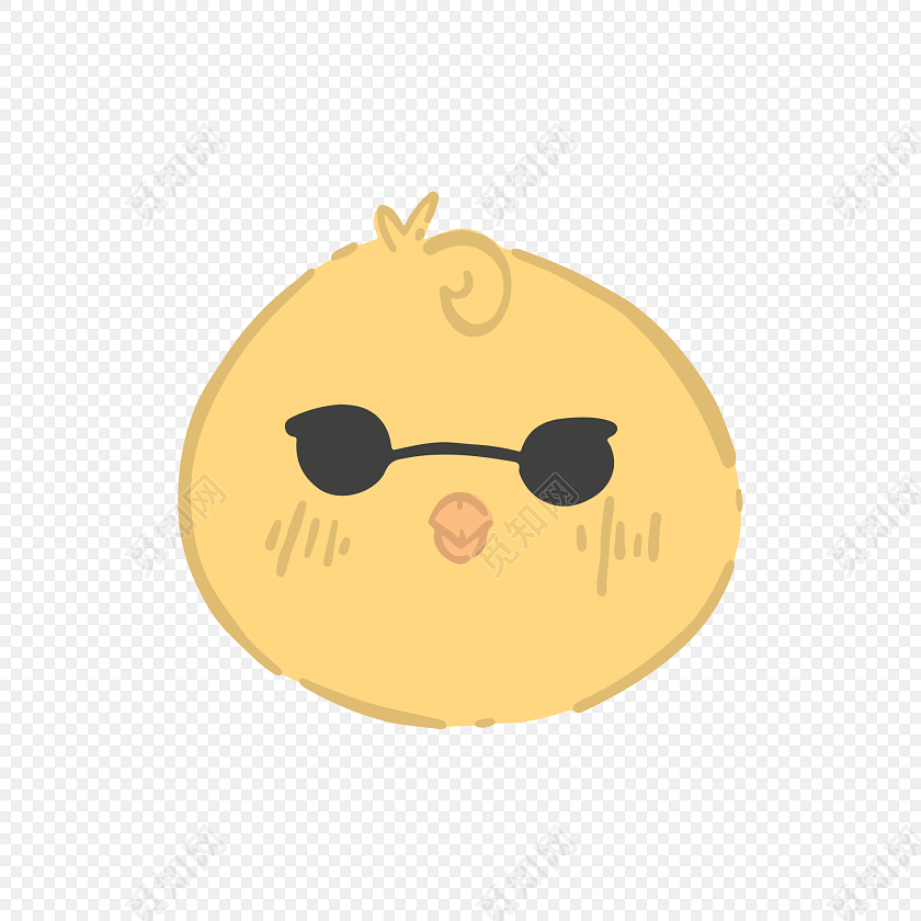 手绘卡通小鸡头部素材