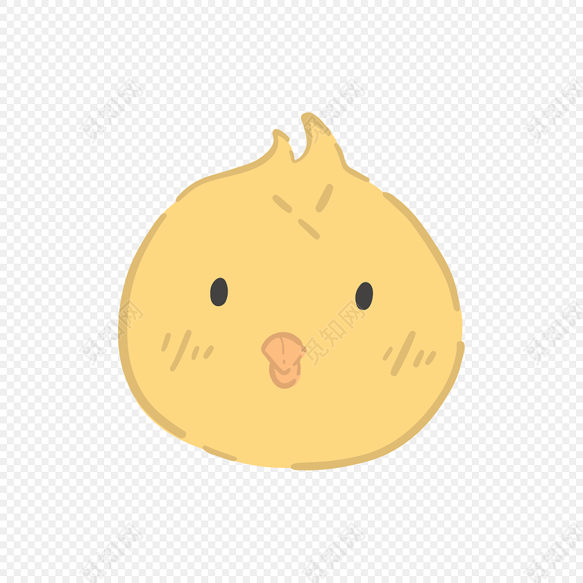 手绘卡通小鸡头部素材