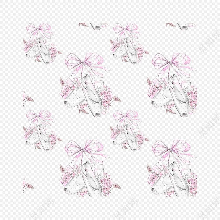 彩色手绘芭蕾舞鞋水彩插画背景素材