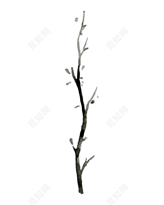 黑色植物树枝水墨画