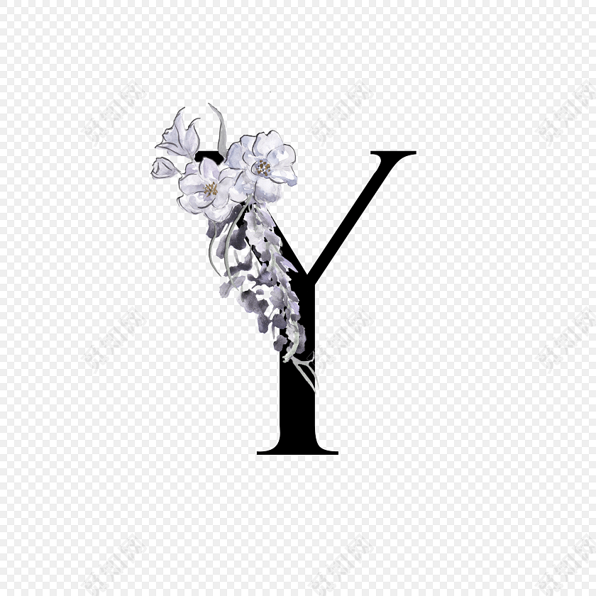 创意清新花朵英文字母y字体设计