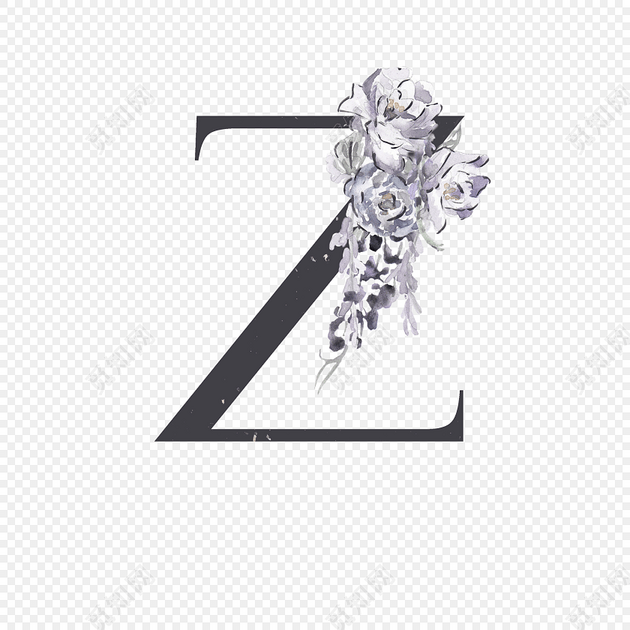 创意清新花朵英文字母z字体设计