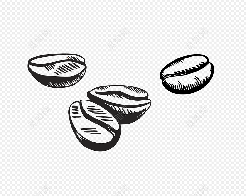 黑色卡通手绘可可豆插画素材