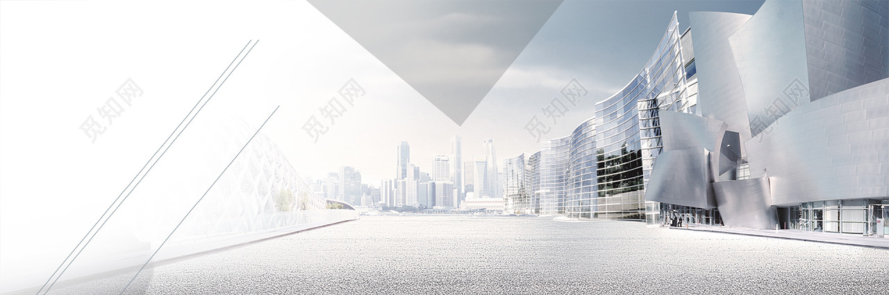 大气城市商务科技banner模糊长图白色背景网页背景