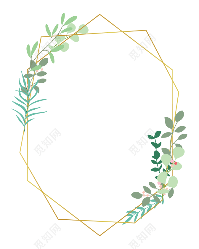 绿色简约枝条花边边框矢量素材