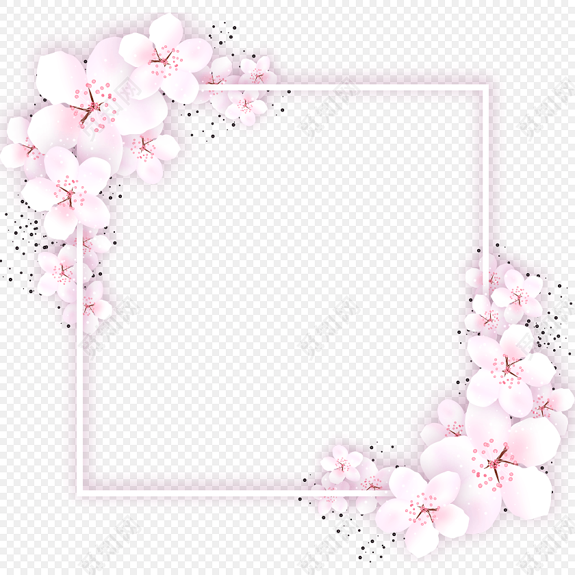 粉色简约花朵花边边框图片下载素材