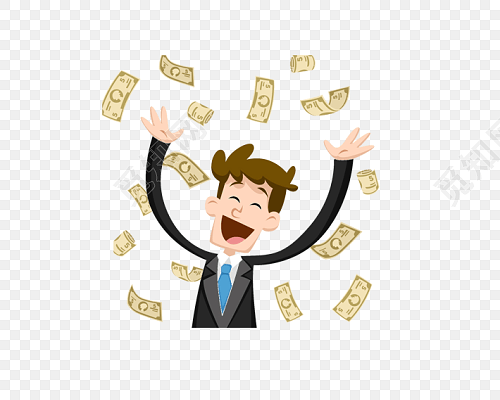 男人晒钱高兴表情人民币金钱