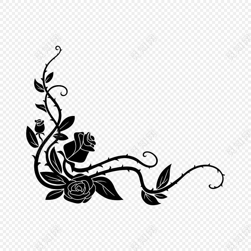 黑色花边装饰免抠素材