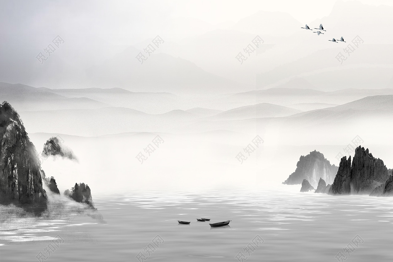 水墨山水背景画素材