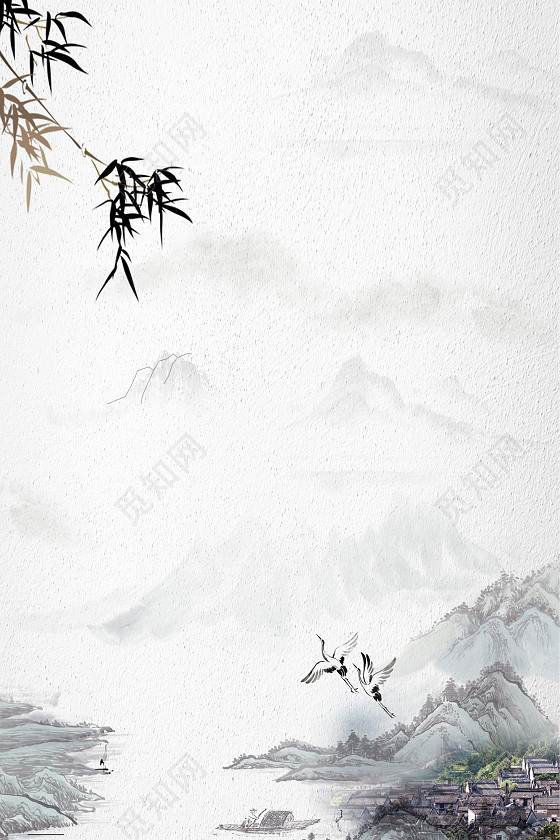 古风水墨山水画素材