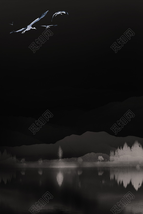 古风水墨山水画素材