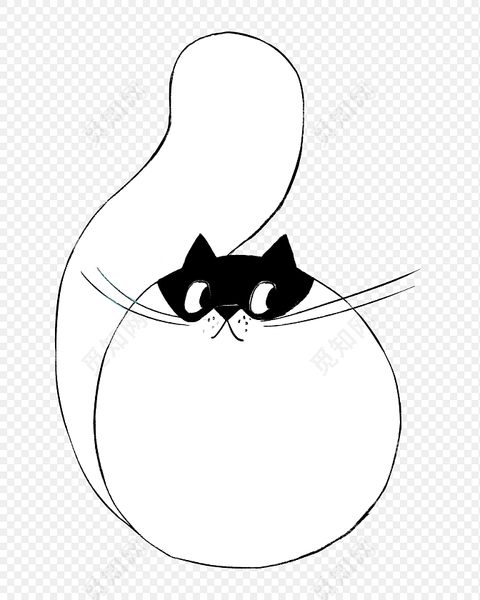 简洁手绘黑白插画素材