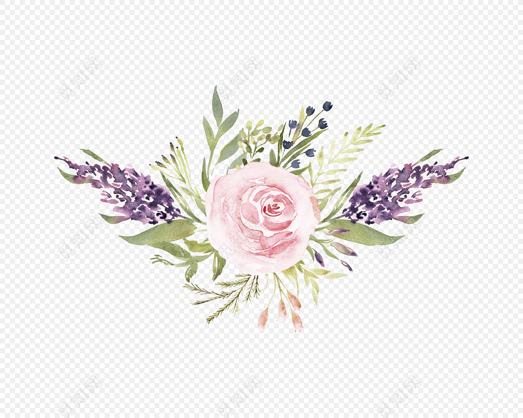 水彩绘画彩色花朵素材