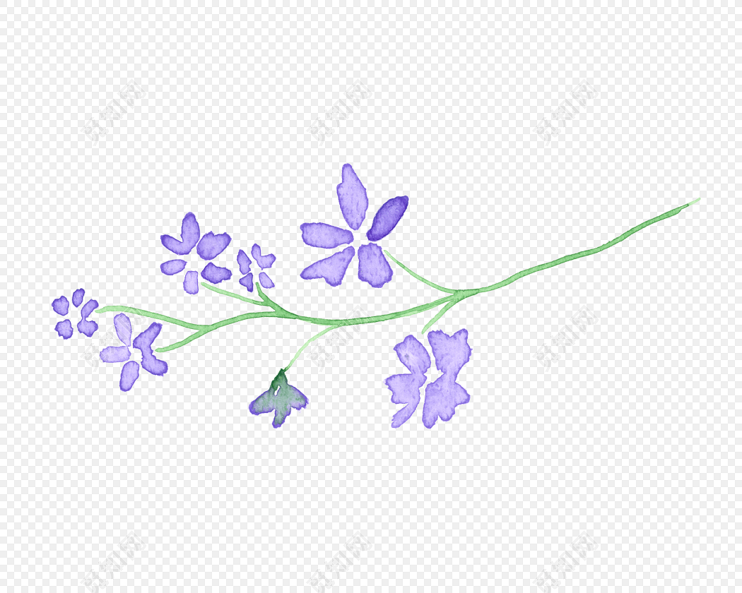 水彩水墨绘画彩色花朵装饰素材