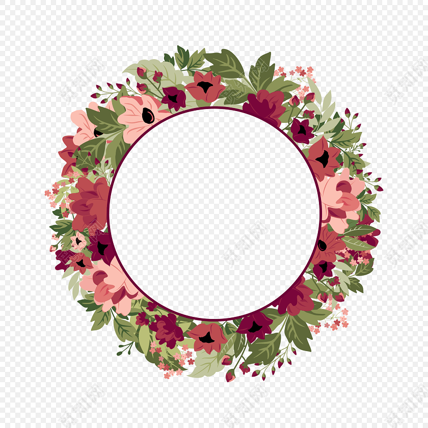 小清新唯美粉红色鲜花花圈素材