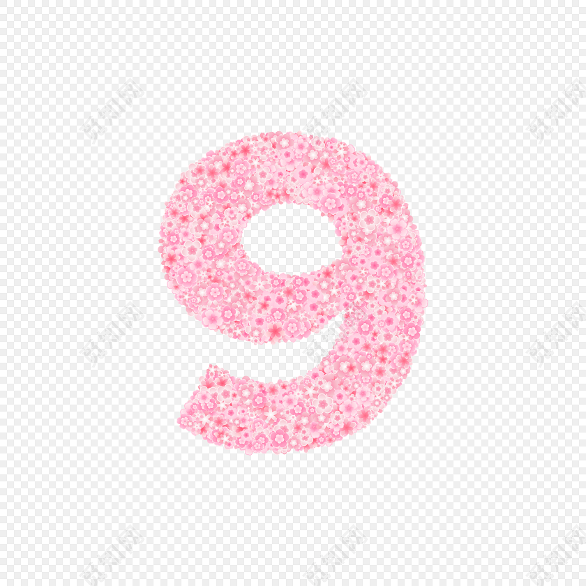 清新粉色花朵数字艺术字素材9