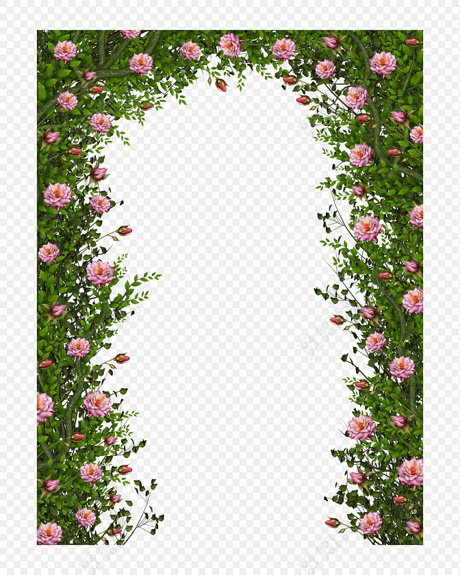 清新粉色花朵花藤绿藤背景素材