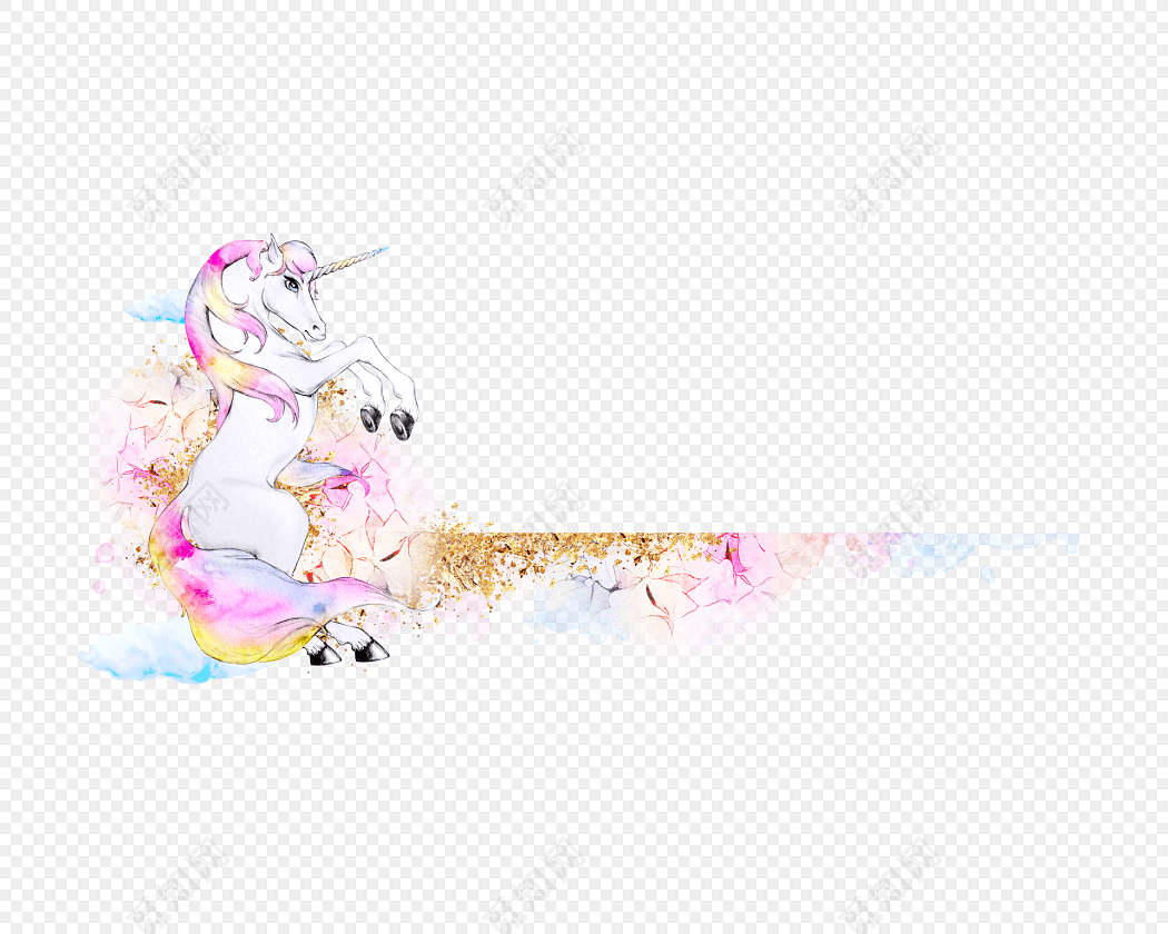 清新梦幻卡通独角兽素材