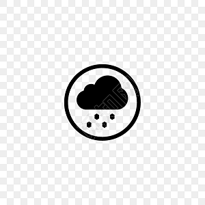 黑色卡通下冰雹天气扁平图标