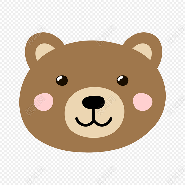 褐色卡通熊头矢量素材