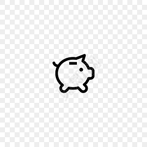 黑色简笔画存钱罐小猪动物图标
