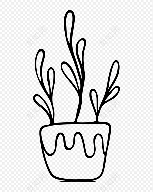 简笔画花盆植物