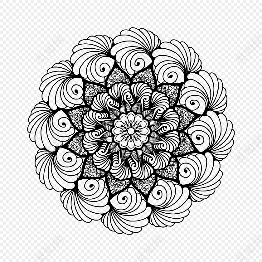黑白欧式花纹图案图标