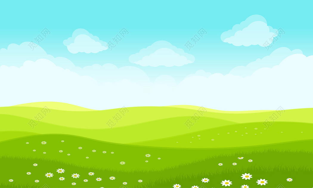 卡通清新草地背景素材图片