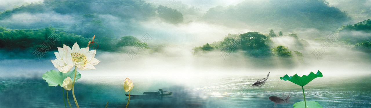 背景素材 中国风荷花山水风景背景banner标签:背景素材 荷花 海报