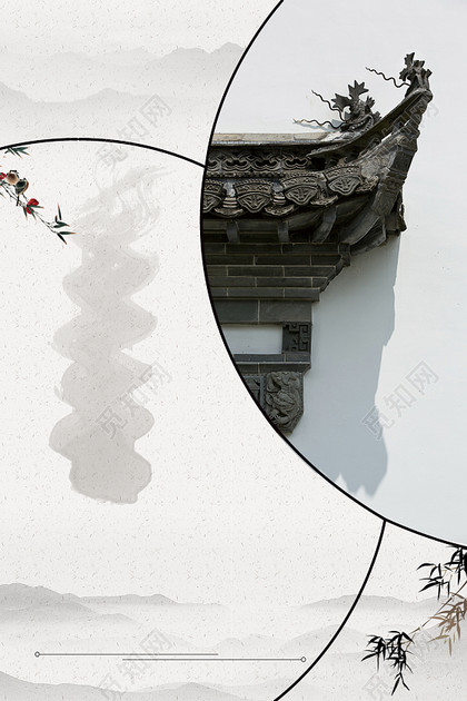 中国风古典建筑旅游文化海报背景素材